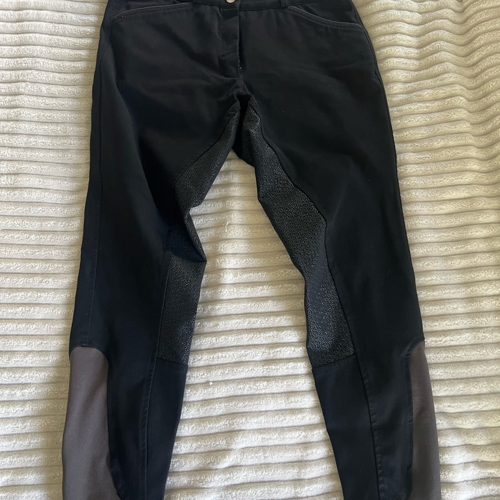 Dover Saddlery 'Wellesley' Full Grip Breeches in Black/Grey - Women's